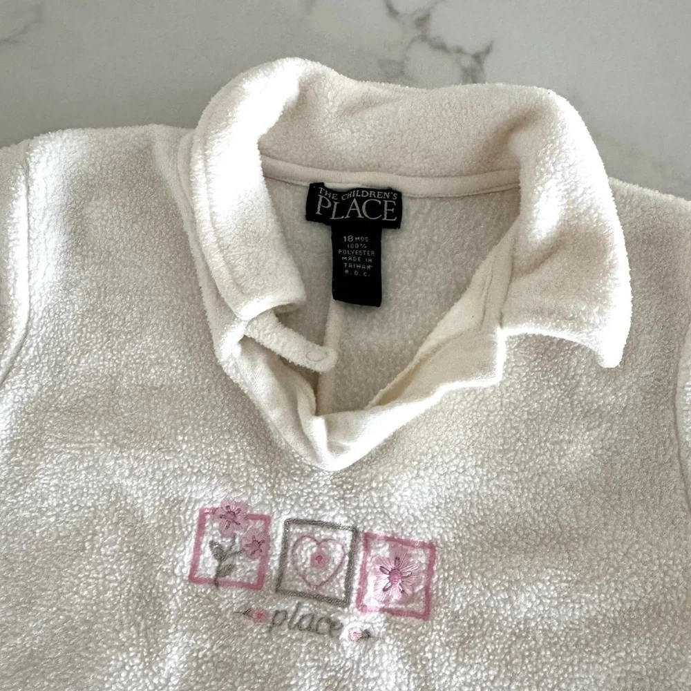 Vintage The Children’s Place Baby Fleece One Piece | 18M Cream Romper